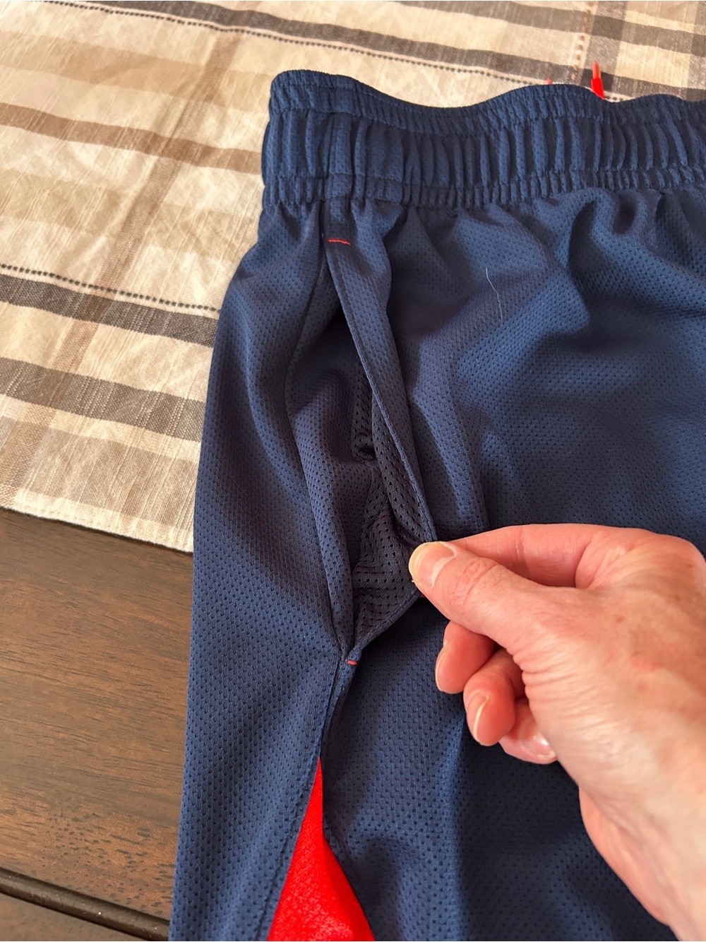 Under Armour Navy and Red Men's Athletic Shorts - Picture 4 of 9